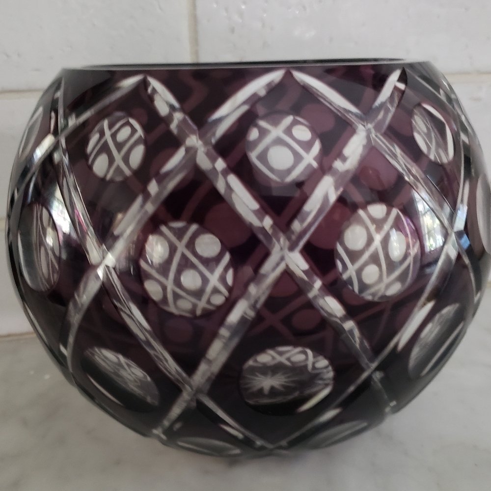 Cut To Clear Purple Vintage Gorham Lady Anne Bowl Centerpiece